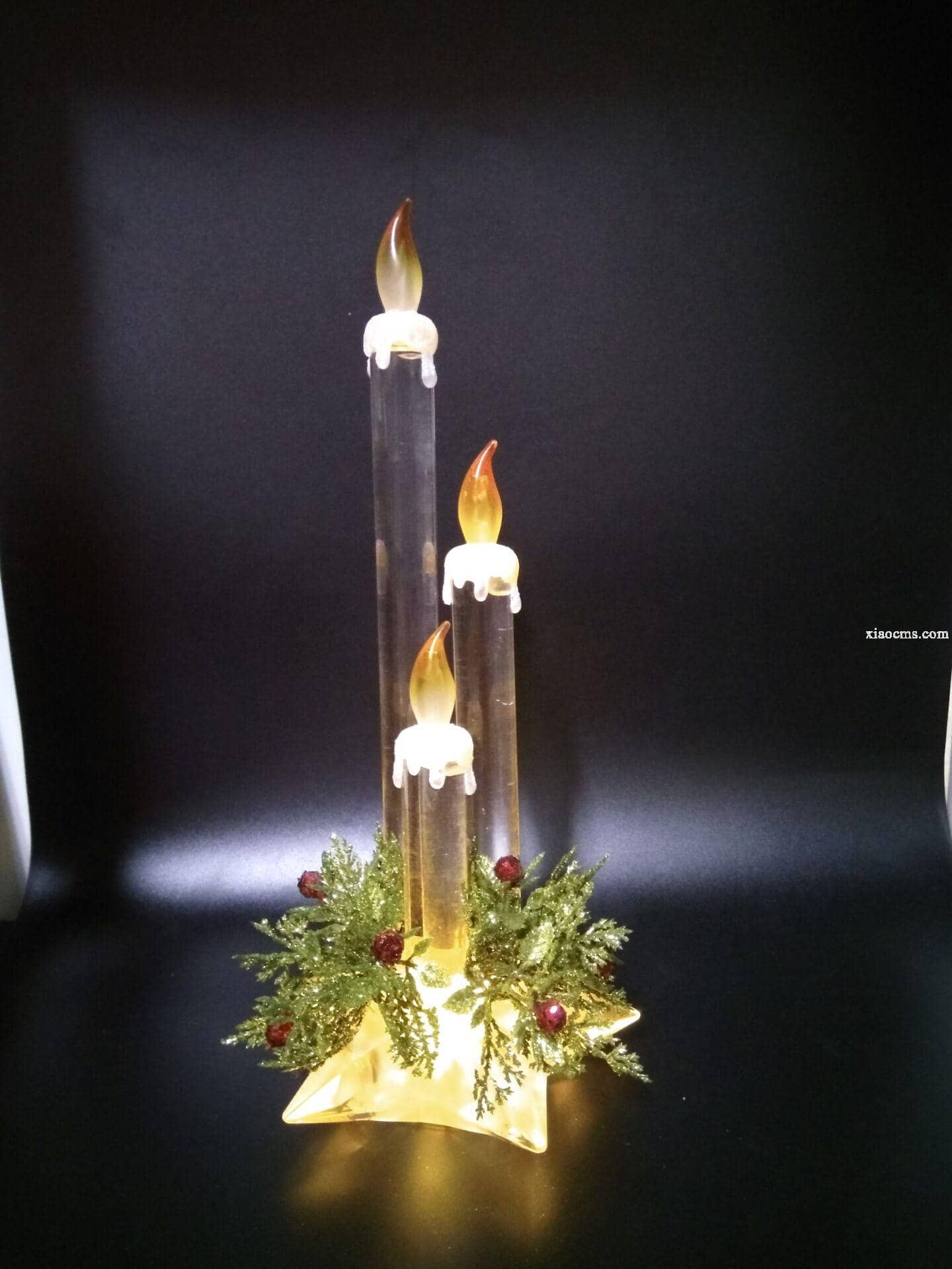 五角星加花三只蠟燭